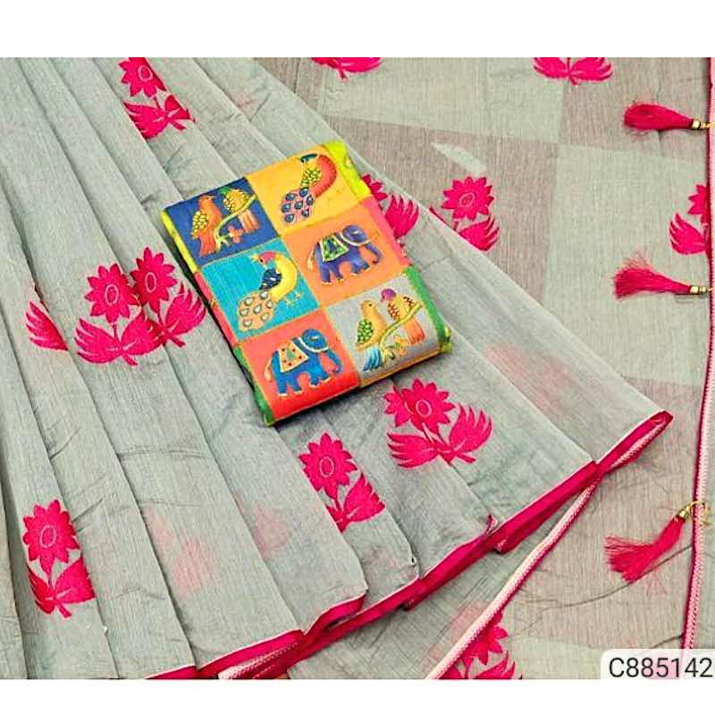 Traditional Chanderi Cotton Embroidery Regular Sarees