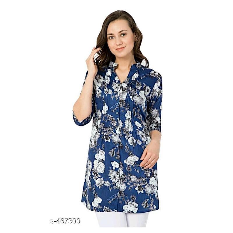 Delaika Quarter Sleeve Printed Tops& Tunics 002