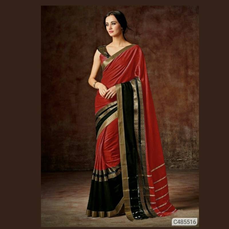 Stunning Cotton Blend Solid Regular Sarees 0003