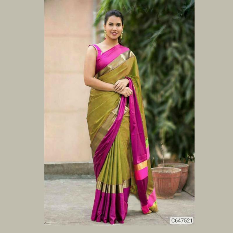 Stunning Cotton Blend Solid Regular Sarees 0002