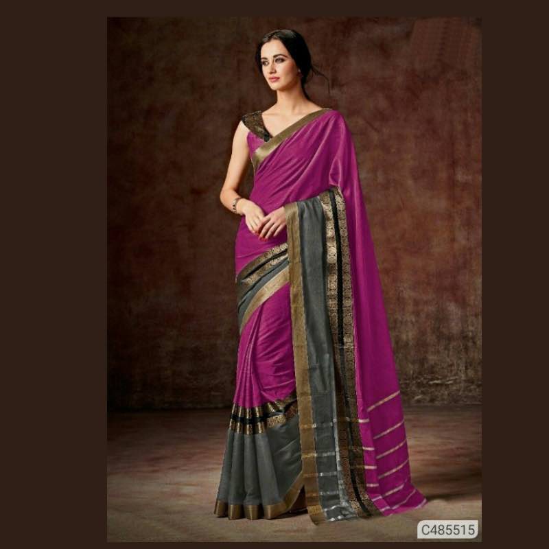 Stunning Cotton Blend Solid Regular Sarees 0001
